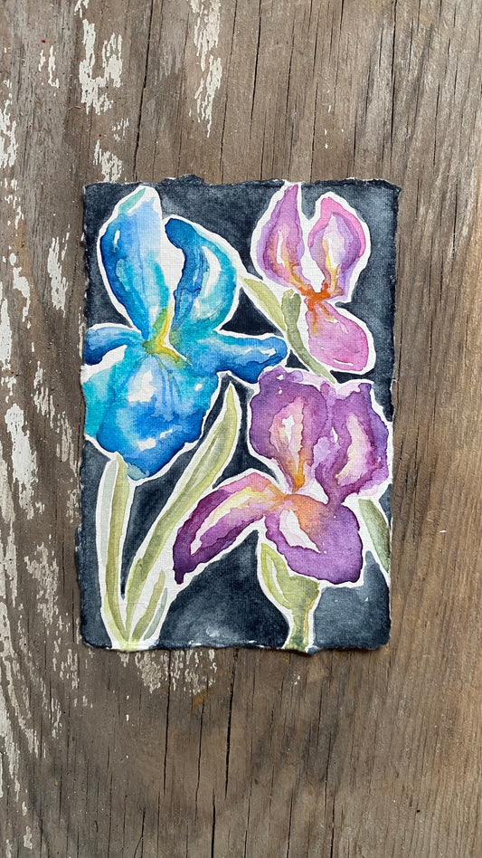 Iris Trio - Original Watercolor Painting