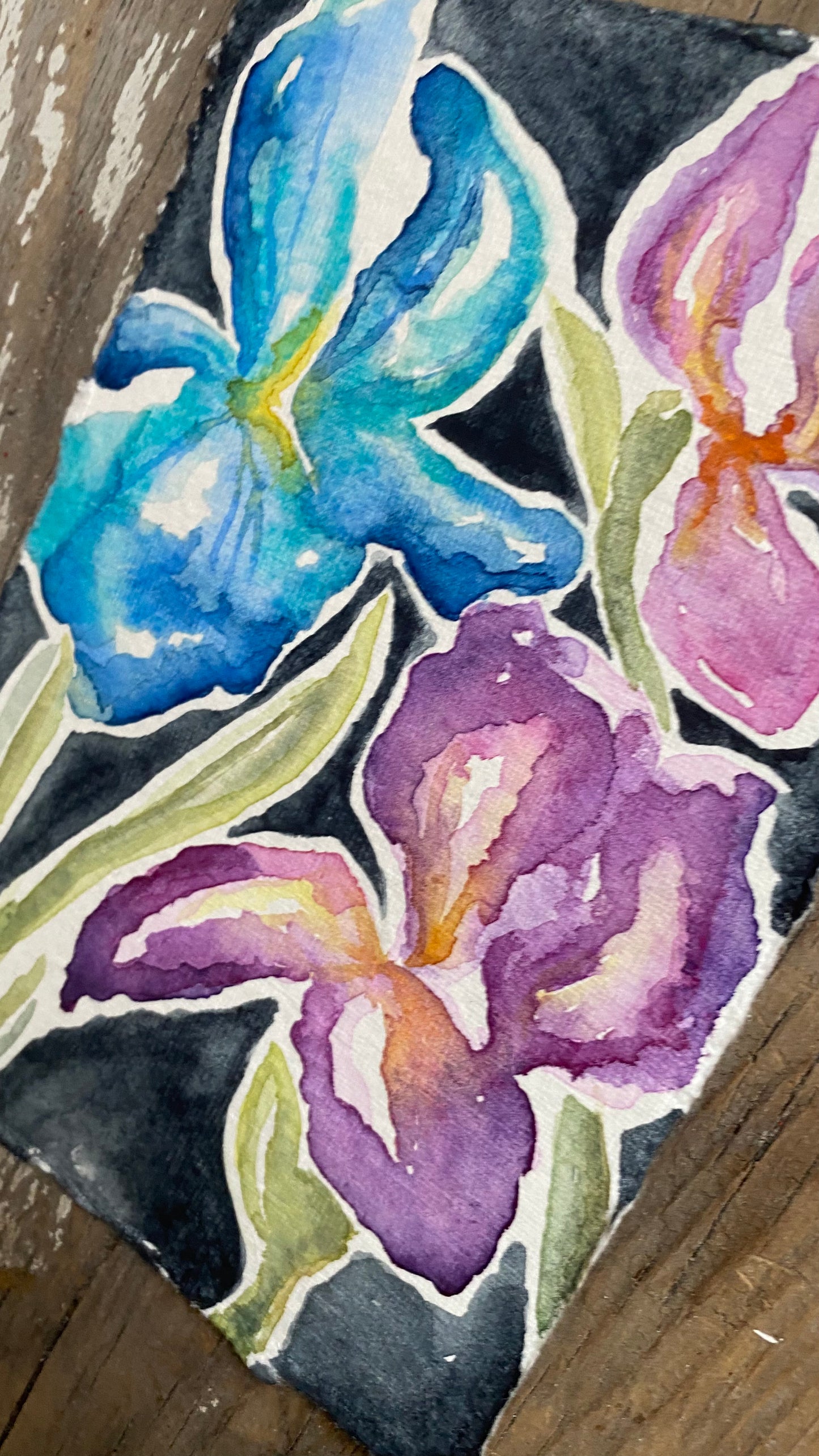 Iris Trio - Original Watercolor Painting