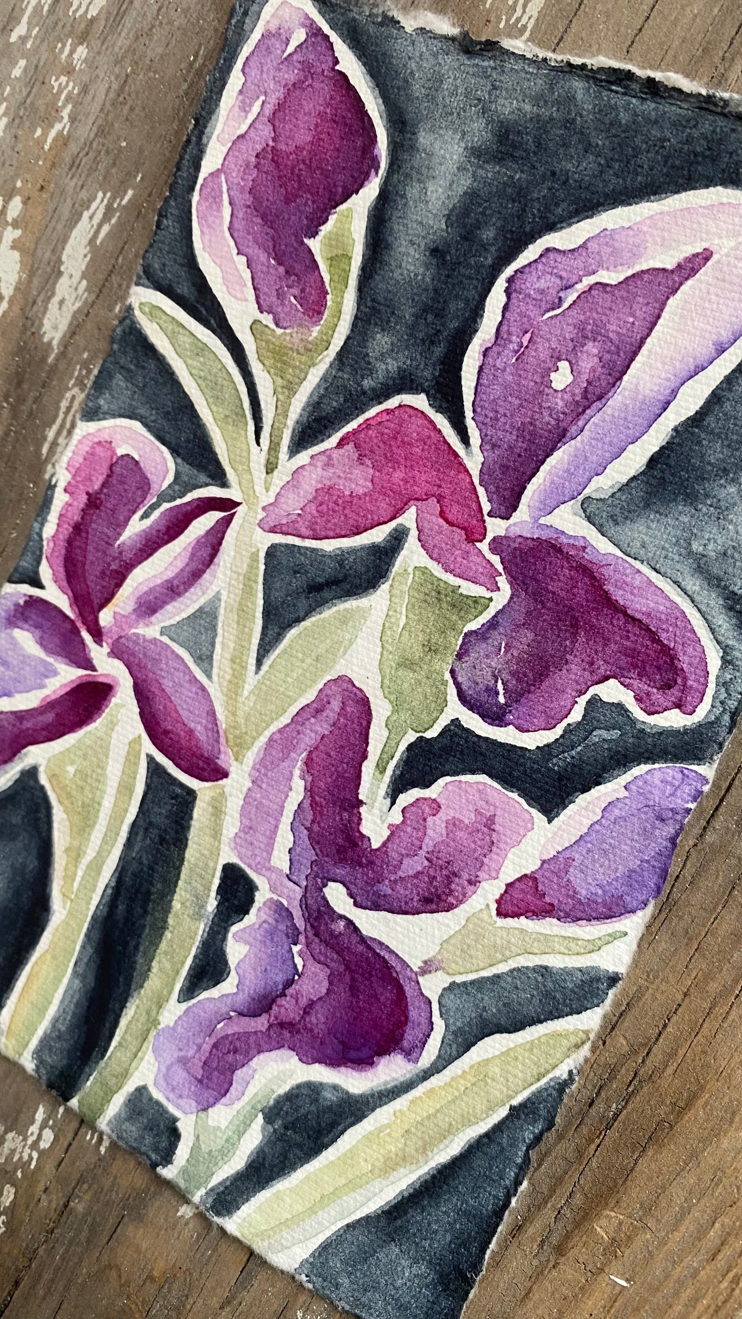 Purple Irises - Original Watercolor Painting